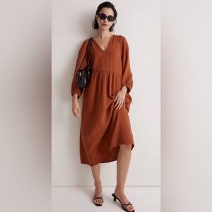Madewell Lightspun V-Neck Midi Dress